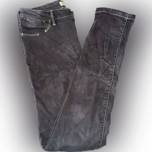 Z1975 Dark Washed White Stitched Skinny Denim